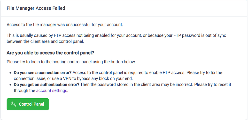 File manager error - Hosting Support - InfinityFree Forum