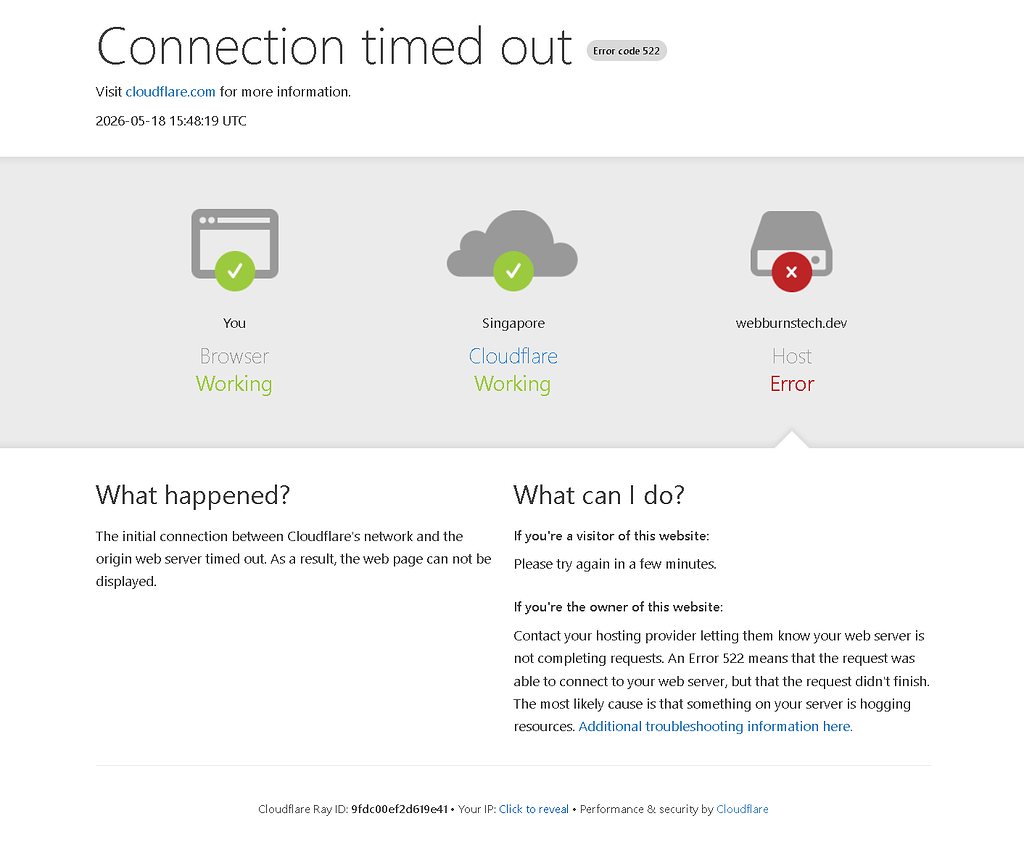 522 Error - Hosting Support - InfinityFree Forum