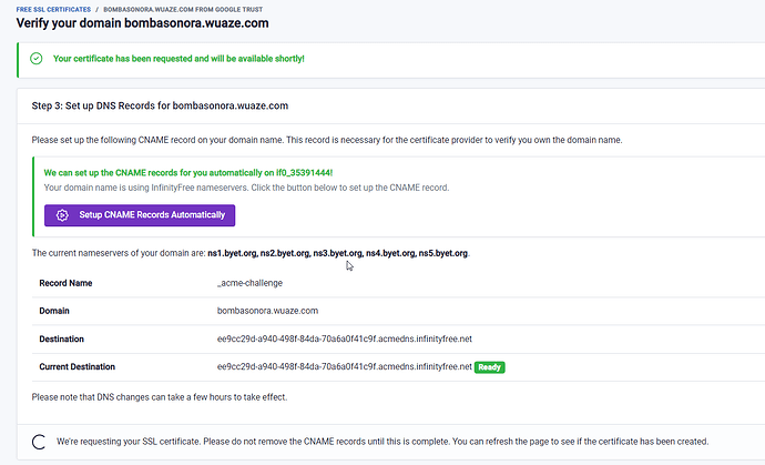 2023-11-13 01_12_02-Verify your domain bombasonora.wuaze.com - InfinityFree - Brave