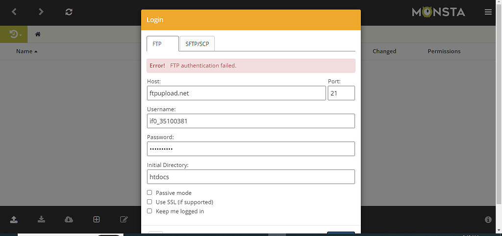Error! FTP authentication Failed - Hosting Support - InfinityFree Forum
