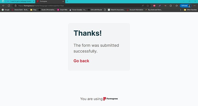 The form was successfully submitted this time.