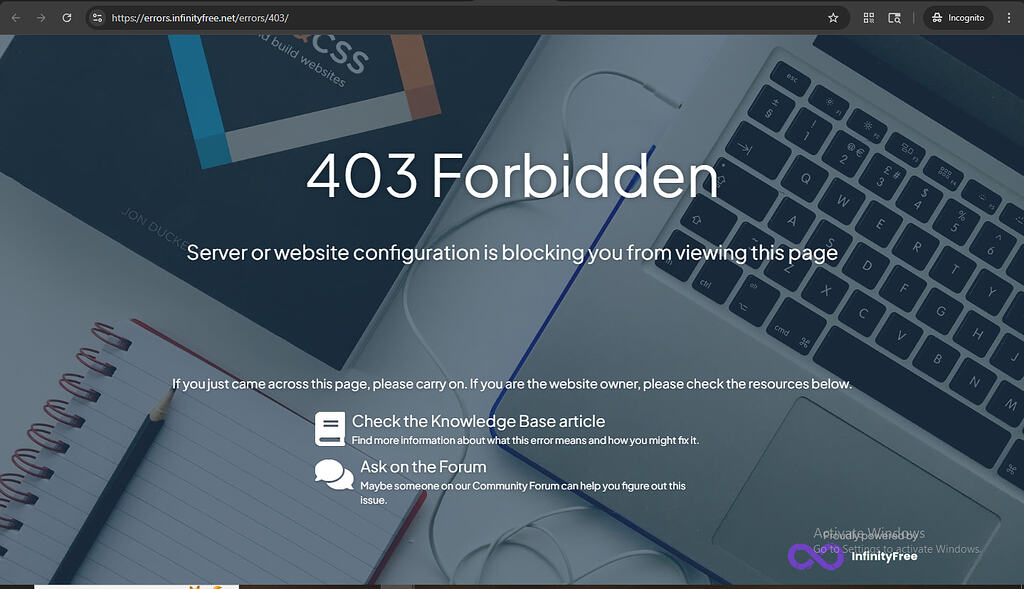 403 Forbidden - Hosting Support - InfinityFree Forum
