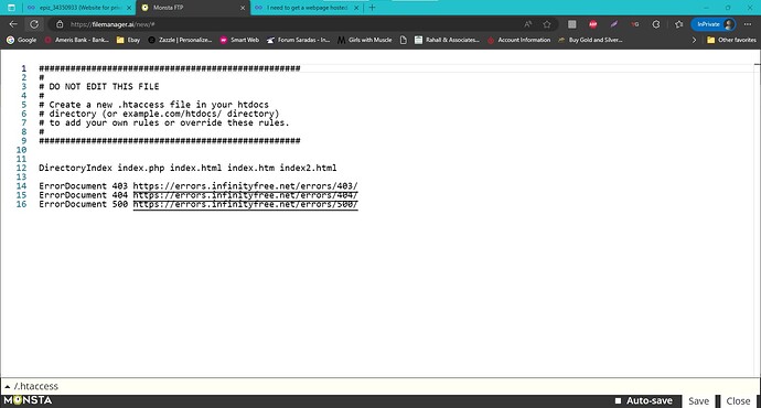 Received message telling me not to edit .htaccess file.