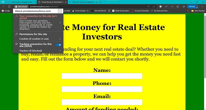 Website needs to be secure.