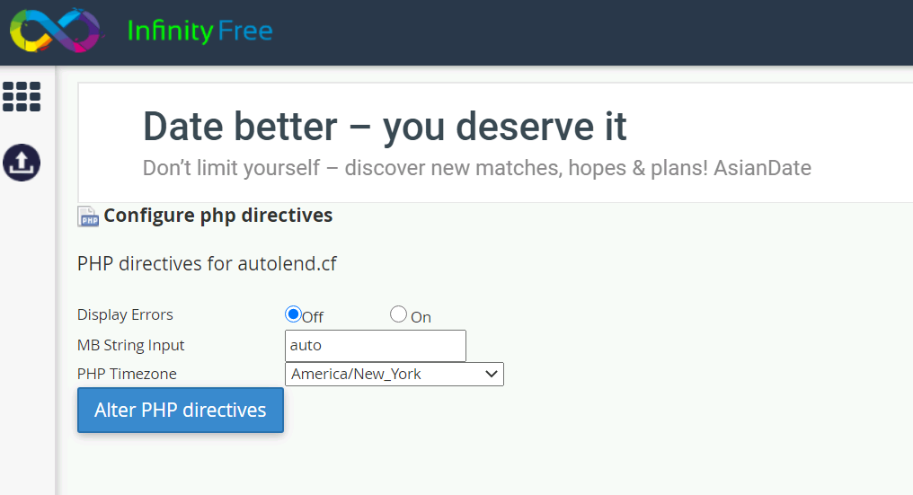 Cannot Alter PHP Config - Hosting Support - InfinityFree Forum