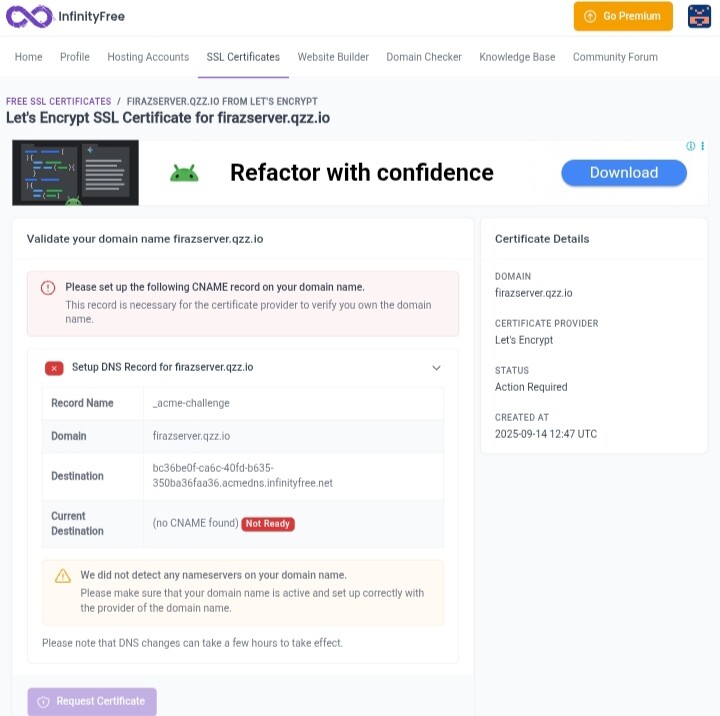 DNS error on my domain - Hosting Support - InfinityFree Forum