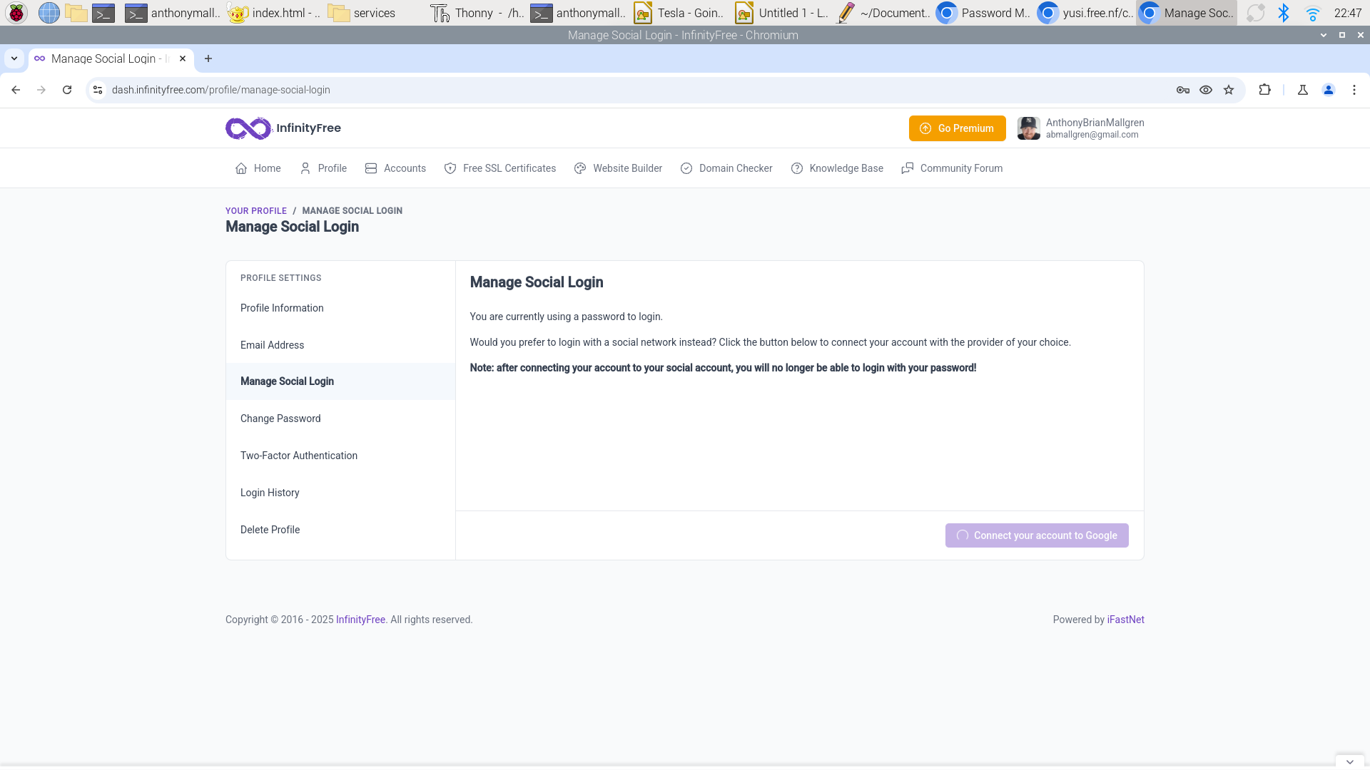 Google Login Hosting Support InfinityFree Forum