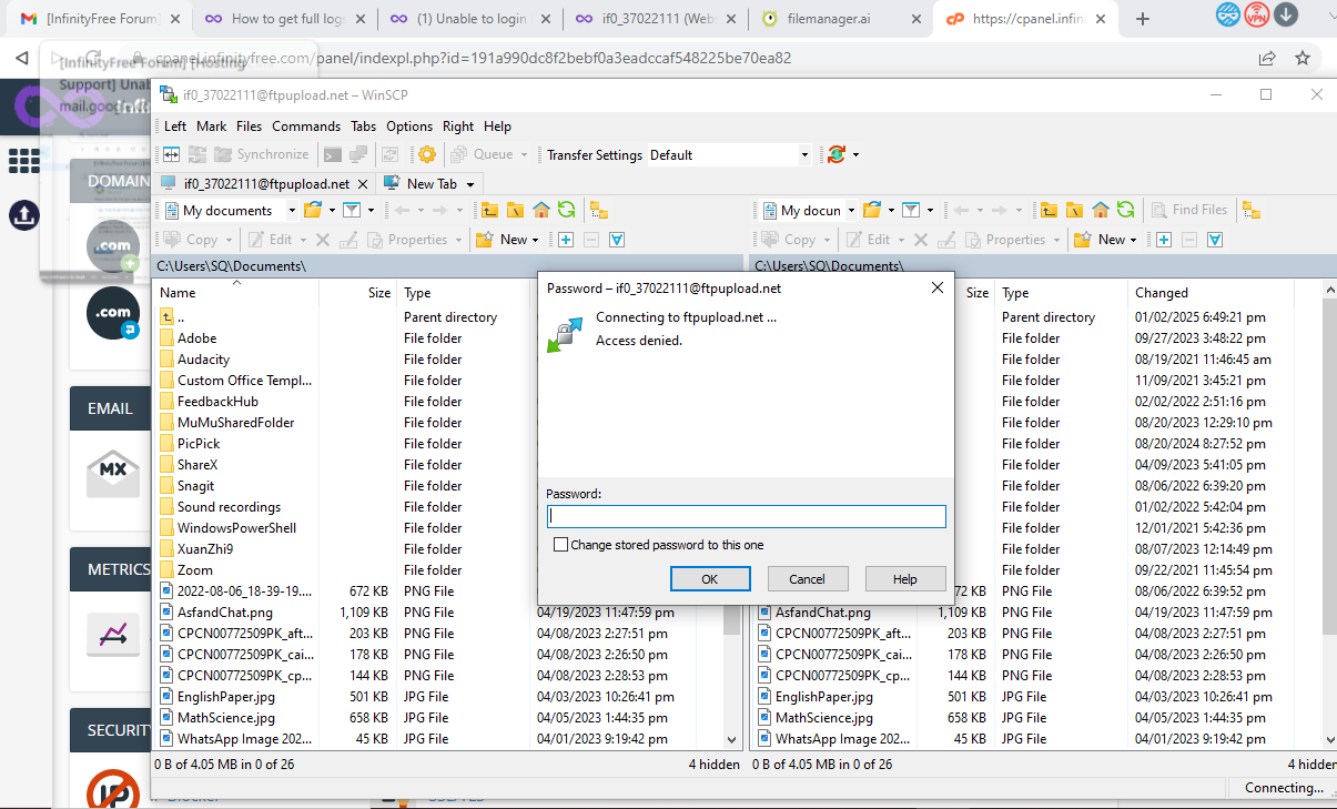 Unable to login FTP - Access Denied - Hosting Support - InfinityFree Forum